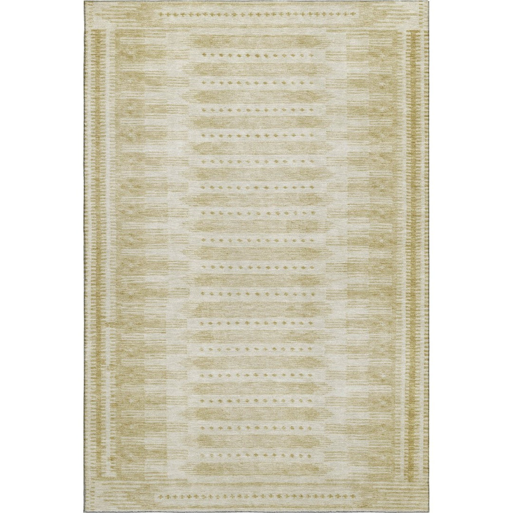 HomeRoots 9' X 12' Stylish Gold & Beige Geometric Washable Area Rug with UV Protection for Busy Homes 708018
