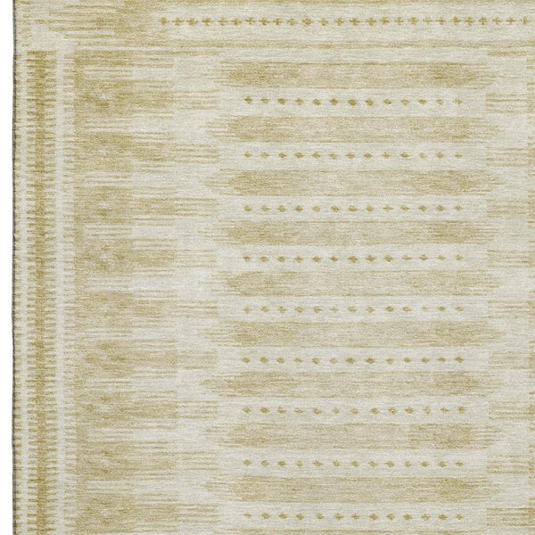 HomeRoots 9' X 12' Stylish Gold & Beige Geometric Washable Area Rug with UV Protection for Busy Homes 708018