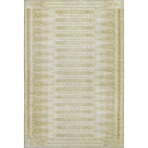 HomeRoots 10' Gold and Beige Geometric Area Rug - Washable, UV-Protected, Durable for Homes with Kids & Pets 708019