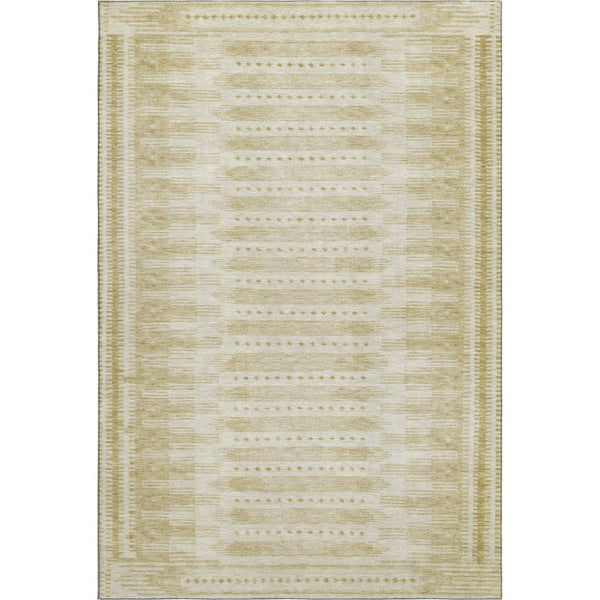 HomeRoots 10' Gold and Beige Geometric Area Rug - Washable, UV-Protected, Durable for Homes with Kids & Pets 708019
