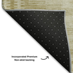 HomeRoots 10' Gold and Beige Geometric Area Rug - Washable, UV-Protected, Durable for Homes with Kids & Pets 708019