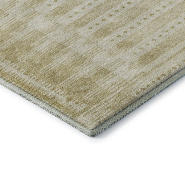 HomeRoots 10' Gold and Beige Geometric Area Rug - Washable, UV-Protected, Durable for Homes with Kids & Pets 708019