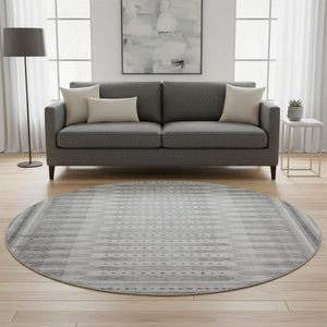 HomeRoots 8' X 10' Geometric Gray & Silver Washable Area Rug with UV Protection & Stain Resistance for Homes 708023