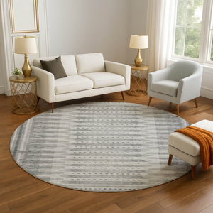 HomeRoots 8' X 10' Geometric Gray & Silver Washable Area Rug with UV Protection & Stain Resistance for Homes 708023