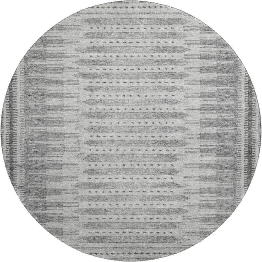 HomeRoots 8' X 10' Geometric Gray & Silver Washable Area Rug with UV Protection & Stain Resistance for Homes 708023