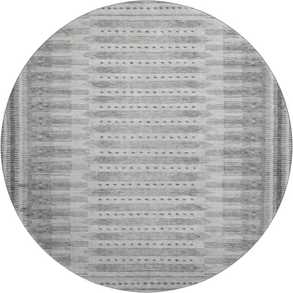 HomeRoots 8' X 10' Geometric Gray & Silver Washable Area Rug with UV Protection & Stain Resistance for Homes 708023