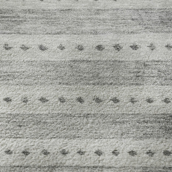HomeRoots 8' X 10' Geometric Gray & Silver Washable Area Rug with UV Protection & Stain Resistance for Homes 708023