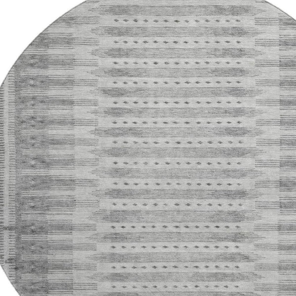 HomeRoots 8' X 10' Geometric Gray & Silver Washable Area Rug with UV Protection & Stain Resistance for Homes 708023