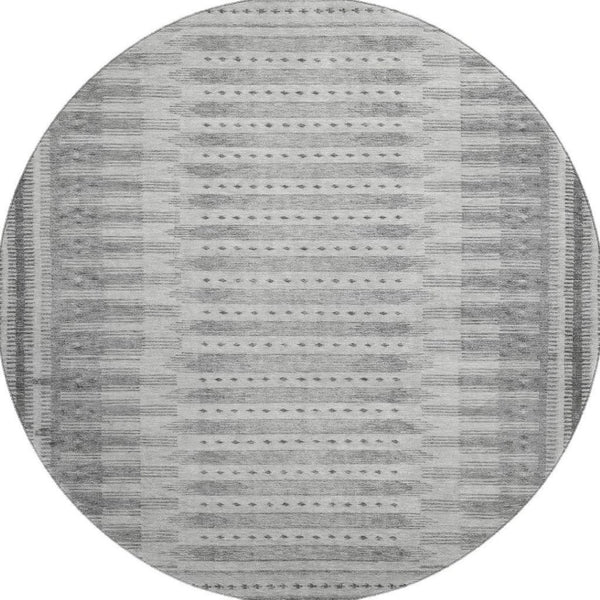 HomeRoots 8' X 10' Geometric Gray & Silver Washable Area Rug with UV Protection & Stain Resistance for Homes 708023