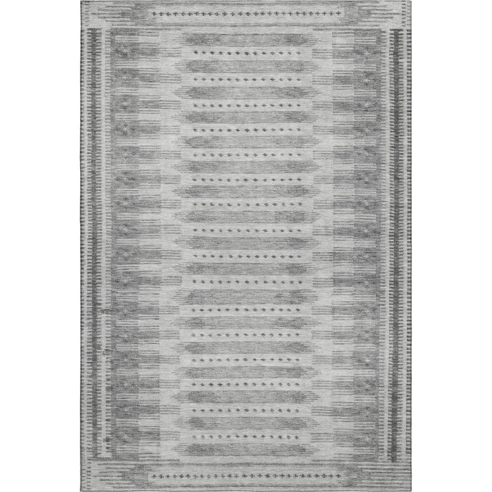 HomeRoots 9' X 12' Stylish Gray & Silver Geometric Area Rug - Washable, UV-Protected, Ideal for Families & Pets 708024