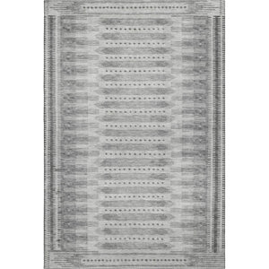 HomeRoots 9' X 12' Stylish Gray & Silver Geometric Area Rug - Washable, UV-Protected, Ideal for Families & Pets 708024