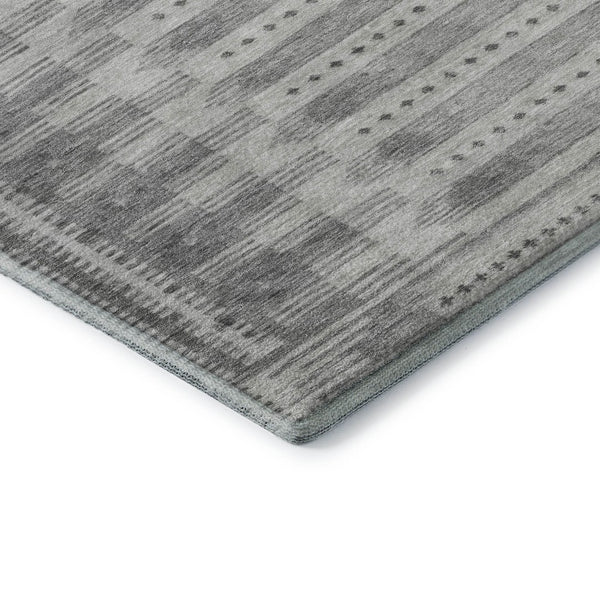 HomeRoots 9' X 12' Stylish Gray & Silver Geometric Area Rug - Washable, UV-Protected, Ideal for Families & Pets 708024