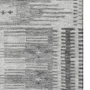 HomeRoots 9' X 12' Stylish Gray & Silver Geometric Area Rug - Washable, UV-Protected, Ideal for Families & Pets 708024