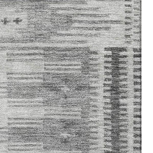 HomeRoots 9' X 12' Stylish Gray & Silver Geometric Area Rug - Washable, UV-Protected, Ideal for Families & Pets 708024