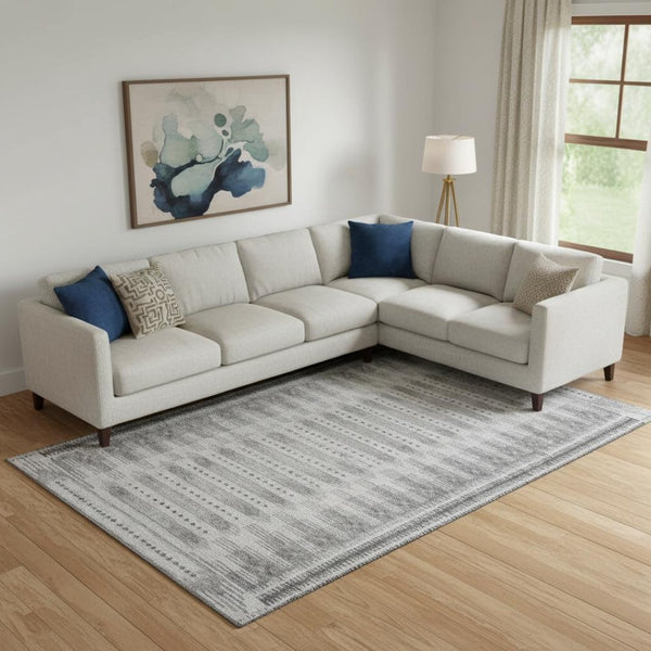 HomeRoots 10' X 14' Gray & Silver Geometric Area Rug - Washable, UV Resistant, Durable for High-Traffic Spaces 708025