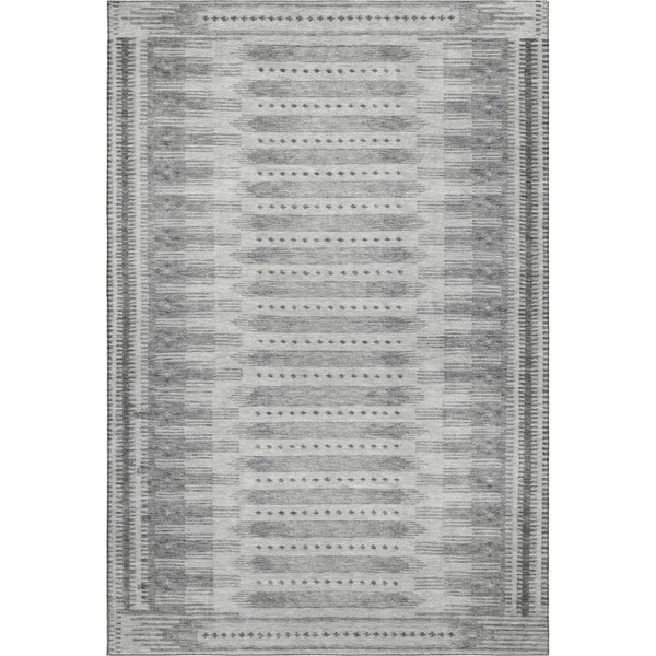 HomeRoots 10' X 14' Gray & Silver Geometric Area Rug - Washable, UV Resistant, Durable for High-Traffic Spaces 708025