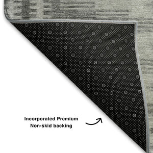 HomeRoots 10' X 14' Gray & Silver Geometric Area Rug - Washable, UV Resistant, Durable for High-Traffic Spaces 708025