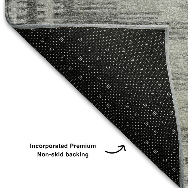 HomeRoots 10' X 14' Gray & Silver Geometric Area Rug - Washable, UV Resistant, Durable for High-Traffic Spaces 708025