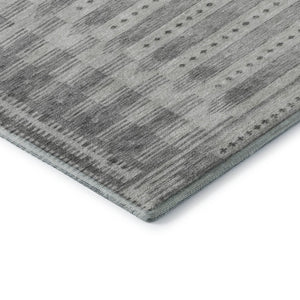 HomeRoots 10' X 14' Gray & Silver Geometric Area Rug - Washable, UV Resistant, Durable for High-Traffic Spaces 708025