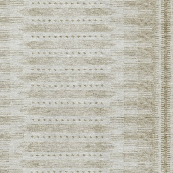 HomeRoots 8' Khaki and Beige Geometric Round Rug – Durable, Washable, UV-Protected for High-Traffic Areas 708028