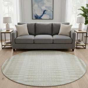 HomeRoots 8' X 10' Khaki & Beige Geometric Washable Area Rug with UV Protection for Stylish, Easy Care Living 708029