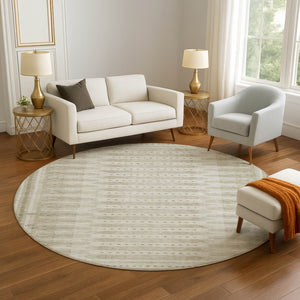 HomeRoots 8' X 10' Khaki & Beige Geometric Washable Area Rug with UV Protection for Stylish, Easy Care Living 708029
