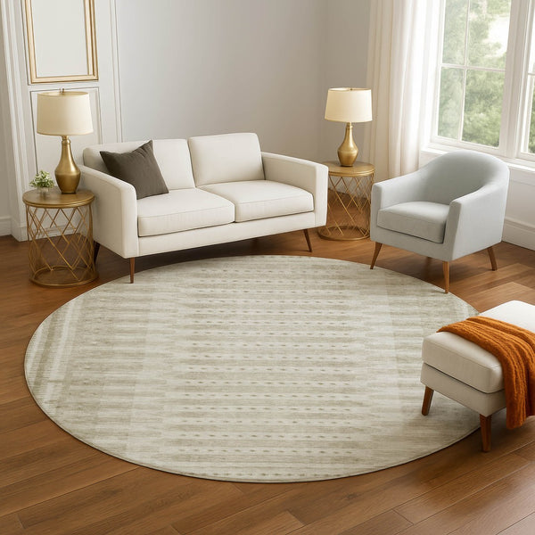 HomeRoots 8' X 10' Khaki & Beige Geometric Washable Area Rug with UV Protection for Stylish, Easy Care Living 708029