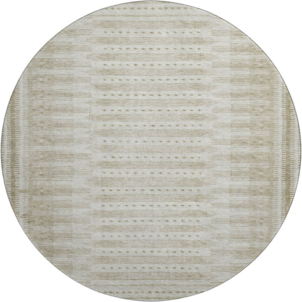 HomeRoots 8' X 10' Khaki & Beige Geometric Washable Area Rug with UV Protection for Stylish, Easy Care Living 708029