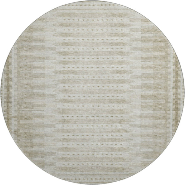 HomeRoots 8' X 10' Khaki & Beige Geometric Washable Area Rug with UV Protection for Stylish, Easy Care Living 708029