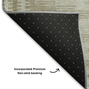 HomeRoots 8' X 10' Khaki & Beige Geometric Washable Area Rug with UV Protection for Stylish, Easy Care Living 708029
