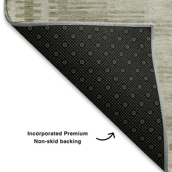 HomeRoots 8' X 10' Khaki & Beige Geometric Washable Area Rug with UV Protection for Stylish, Easy Care Living 708029