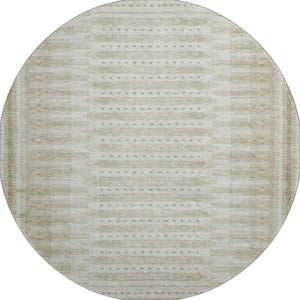 HomeRoots 8' X 10' Khaki & Beige Geometric Washable Area Rug with UV Protection for Stylish, Easy Care Living 708029