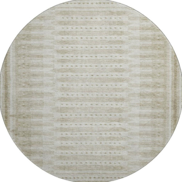 HomeRoots 8' X 10' Khaki & Beige Geometric Washable Area Rug with UV Protection for Stylish, Easy Care Living 708029