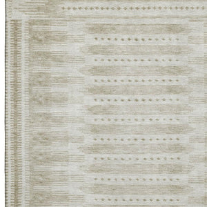 HomeRoots 9' X 12' Khaki & Beige Geometric Area Rug - Washable, UV Protected, Durable for Homes with Kids & Pets 708030