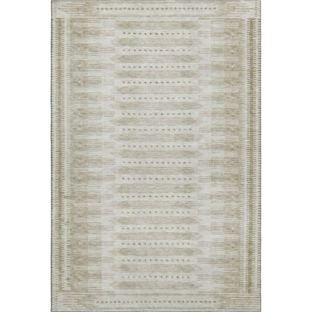 HomeRoots 10' X 14' Khaki & Beige Geometric Area Rug – Washable, UV Protected, Perfect for Active Homes! 708031