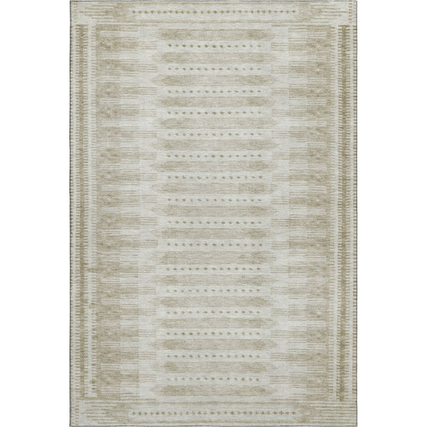 HomeRoots 10' X 14' Khaki & Beige Geometric Area Rug – Washable, UV Protected, Perfect for Active Homes! 708031