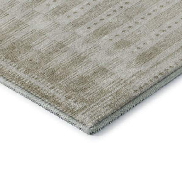 HomeRoots 10' X 14' Khaki & Beige Geometric Area Rug – Washable, UV Protected, Perfect for Active Homes! 708031