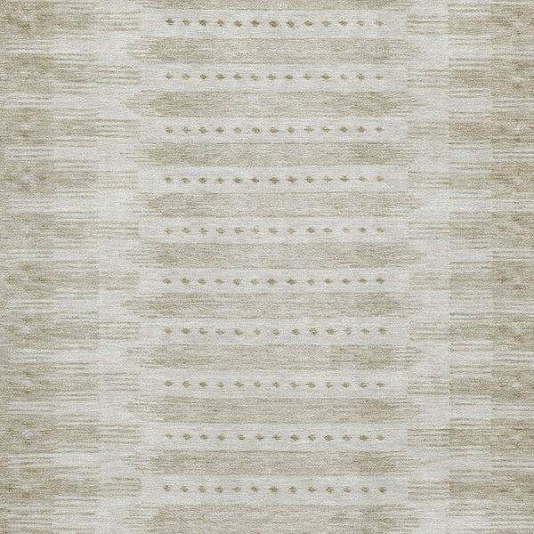 HomeRoots 10' X 14' Khaki & Beige Geometric Area Rug – Washable, UV Protected, Perfect for Active Homes! 708031