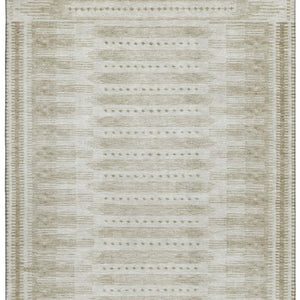 HomeRoots 10' X 14' Khaki & Beige Geometric Area Rug – Washable, UV Protected, Perfect for Active Homes! 708031