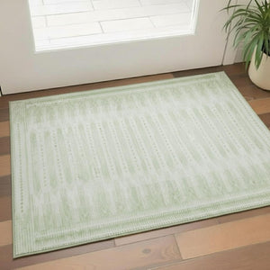 HomeRoots 5' X 8' Sage & Fern Green Geometric Area Rug - Washable, UV Protected, Stain Resistant for High Traffic Spaces 708033