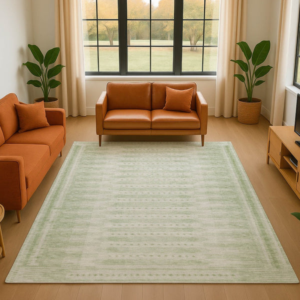 HomeRoots 9' X 12' Sage & Fern Green Geometric Area Rug - Durable, Stain-Resistant, UV Protected for Modern Spaces 708036