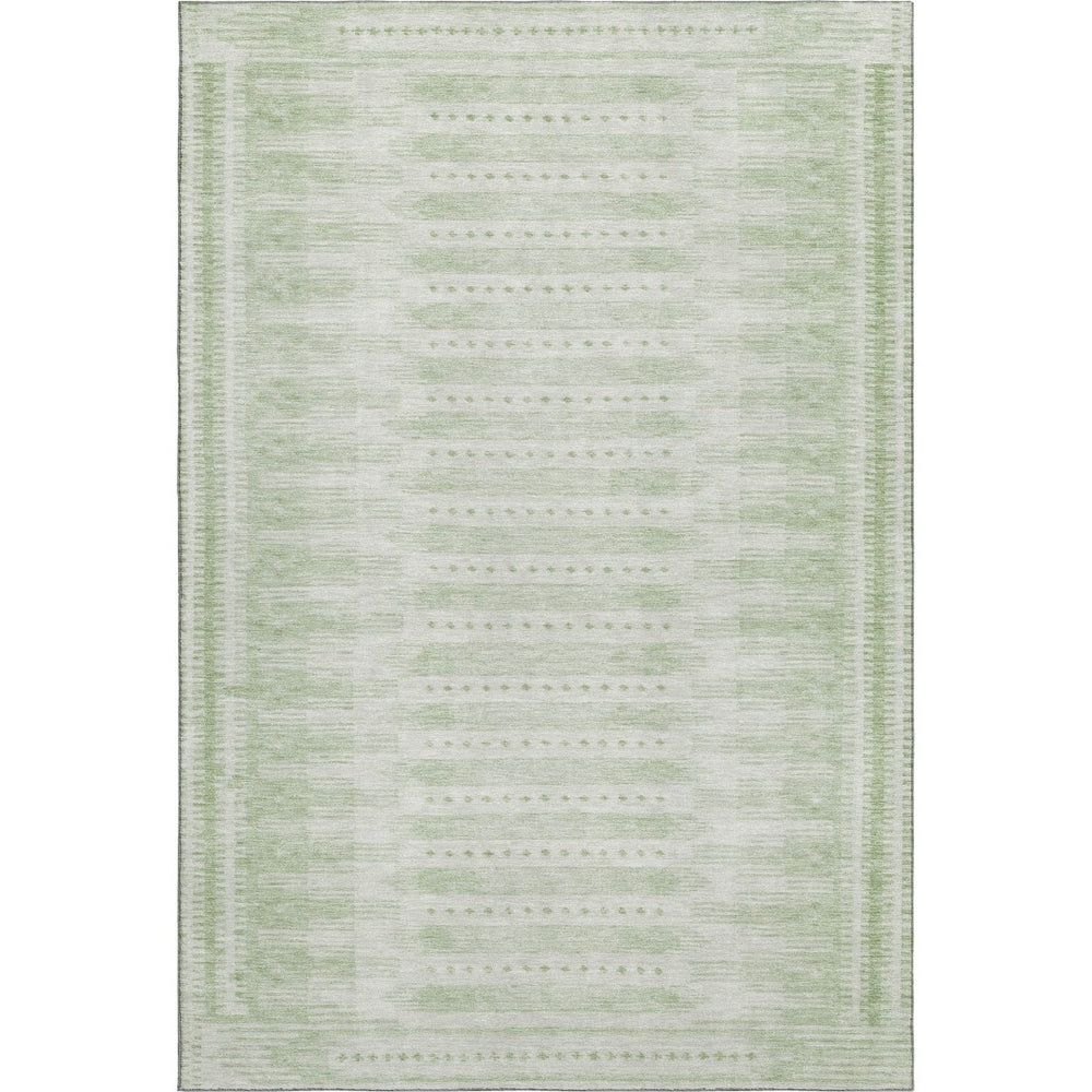 HomeRoots 9' X 12' Sage & Fern Green Geometric Area Rug - Durable, Stain-Resistant, UV Protected for Modern Spaces 708036