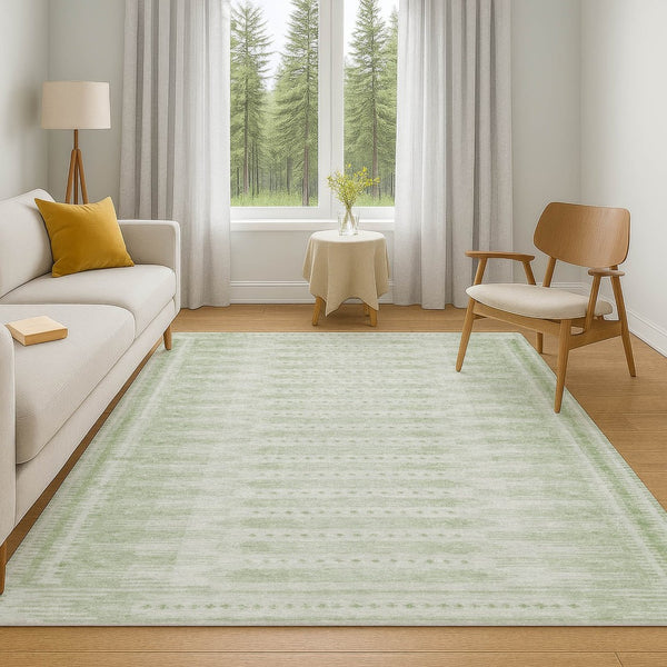 HomeRoots 9' X 12' Sage & Fern Green Geometric Area Rug - Durable, Stain-Resistant, UV Protected for Modern Spaces 708036
