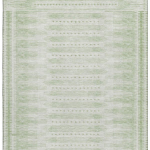 HomeRoots 9' X 12' Sage & Fern Green Geometric Area Rug - Durable, Stain-Resistant, UV Protected for Modern Spaces 708036