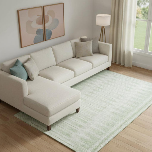 HomeRoots 10' X 14' Sage & Fern Green Geometric Washable Area Rug with UV Protection for High-Traffic Homes 708037