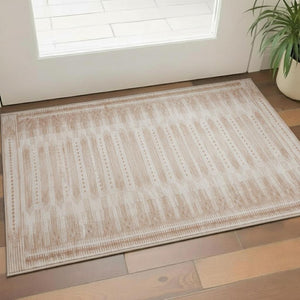 HomeRoots 5' X 8' Salmon & Beige Geometric Area Rug – Stylish, Washable, UV-Protected, Durable for Homes & Pets 708039