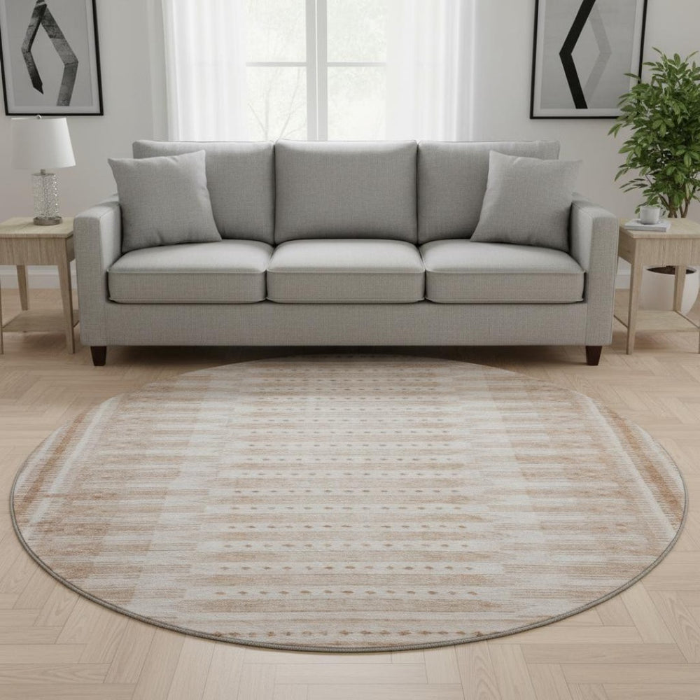 HomeRoots 8' X 10' Salmon Beige Geometric Area Rug – Washable, UV-Protected, Durable & Stylish for Every Room 708041