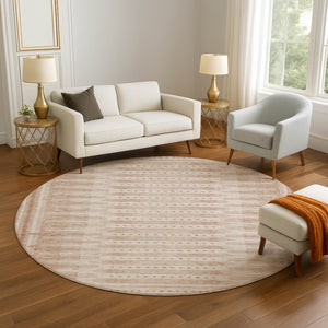 HomeRoots 8' X 10' Salmon Beige Geometric Area Rug – Washable, UV-Protected, Durable & Stylish for Every Room 708041