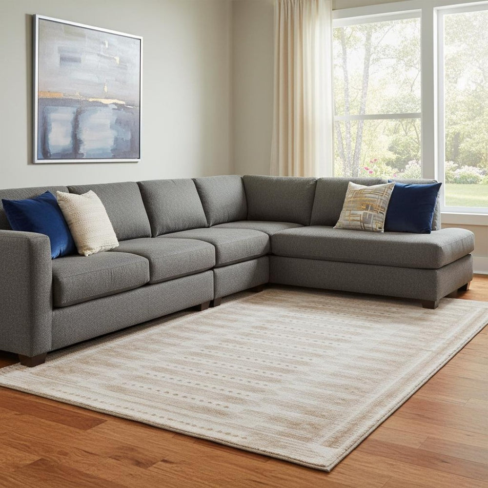 HomeRoots 9' X 12' Salmon & Beige Geometric Area Rug - Washable, UV-Protected, Durable for High-Traffic Spaces 708042