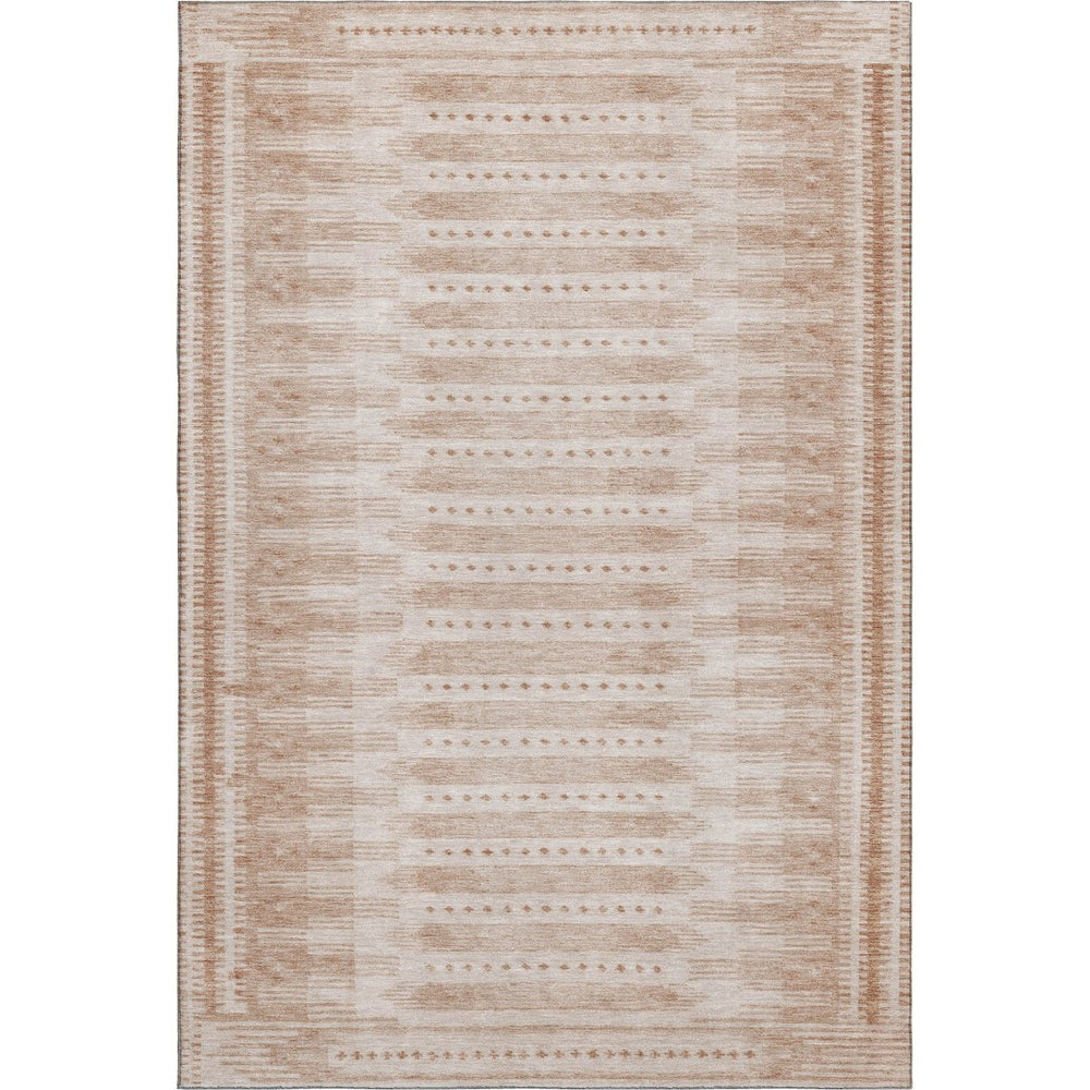 HomeRoots 9' X 12' Salmon & Beige Geometric Area Rug - Washable, UV-Protected, Durable for High-Traffic Spaces 708042